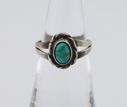 Navajo Ring 925 Silver Kingman Turquoise Native American Artist C.80's