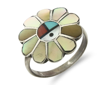 Vintage Zuni Ring 925 Sterling Silver Natural Gemstone Size 9.0