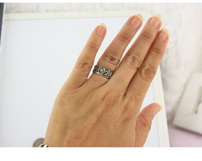 Navajo Band Ring Sterling Silver Vintage Authentic Signed BSM Size 5.0