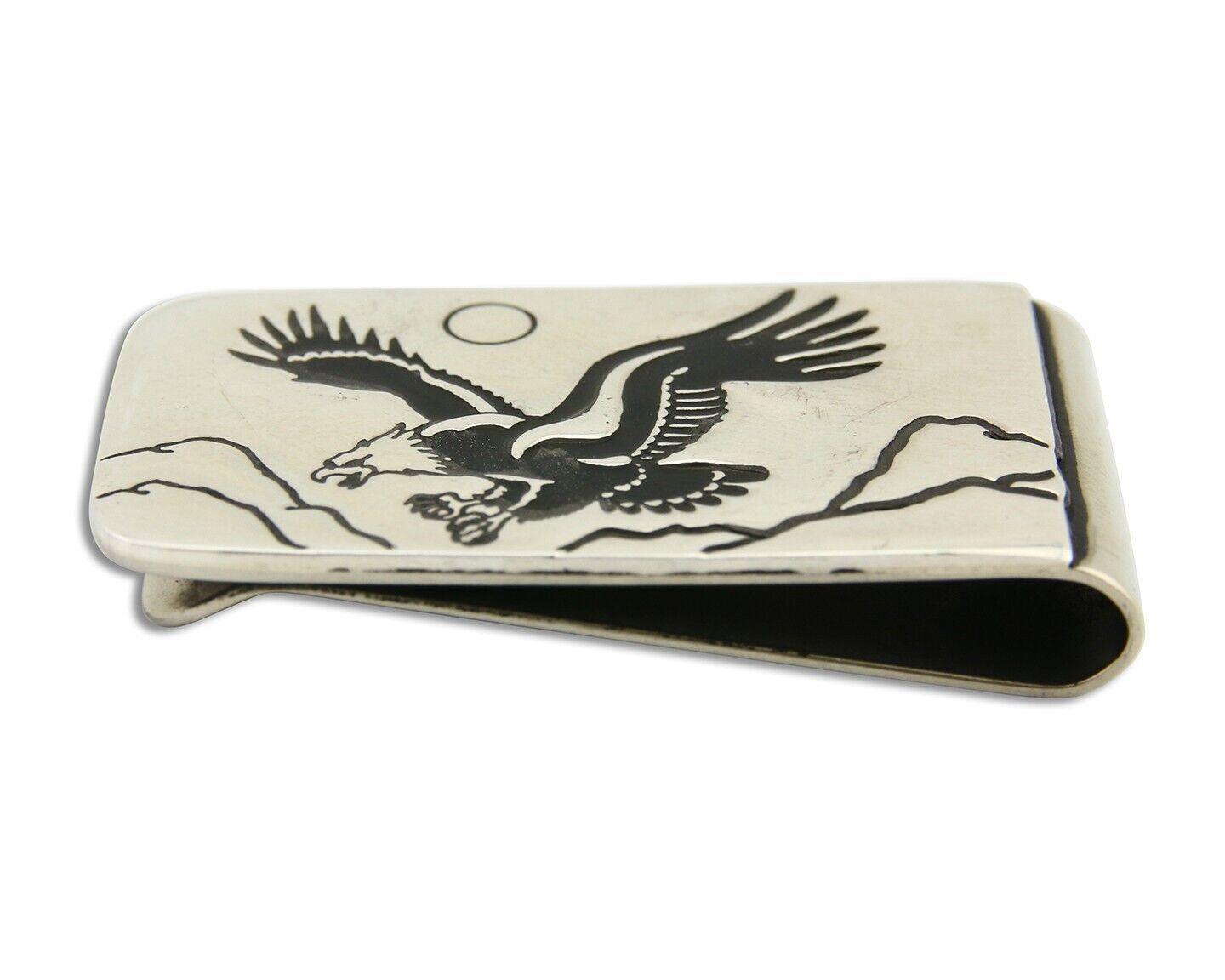 Navajo Eagle Money Clip .925 Silver & .999 Nickle Native American Artist C.80's