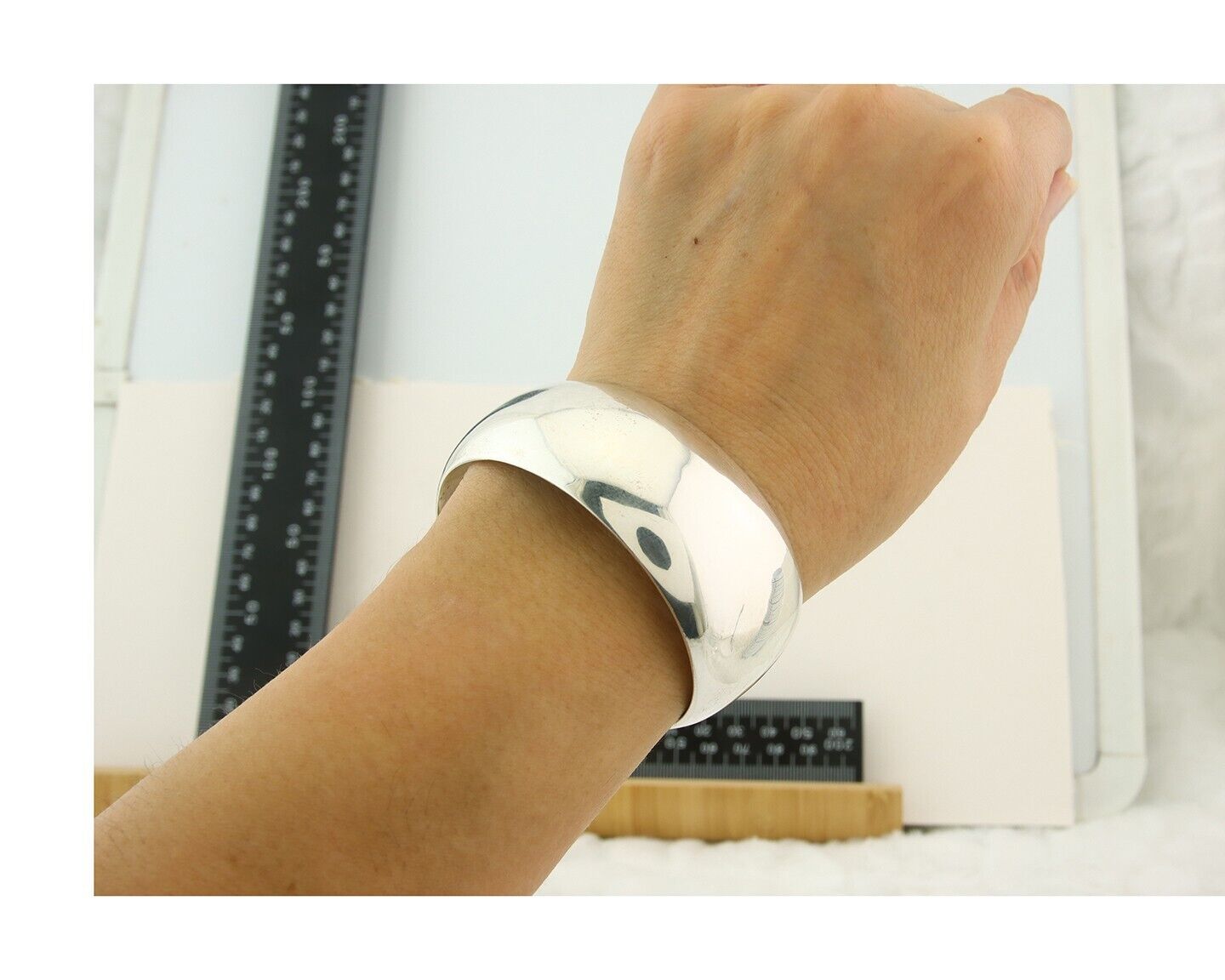 Navajo Bracelet 925 Silver Handmade Cuff 23.5 mm Wide C.80's