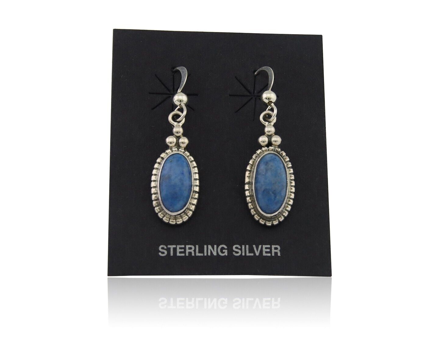 Navajo Dangle Earrings 925 Silver Natural Denim Lapis Signed Melissa Yazzie C80s