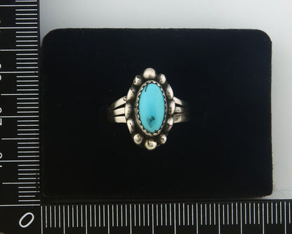 Navajo Ring 925 Sterling Natural Turquoise Native Artist C.80's Size 7.25