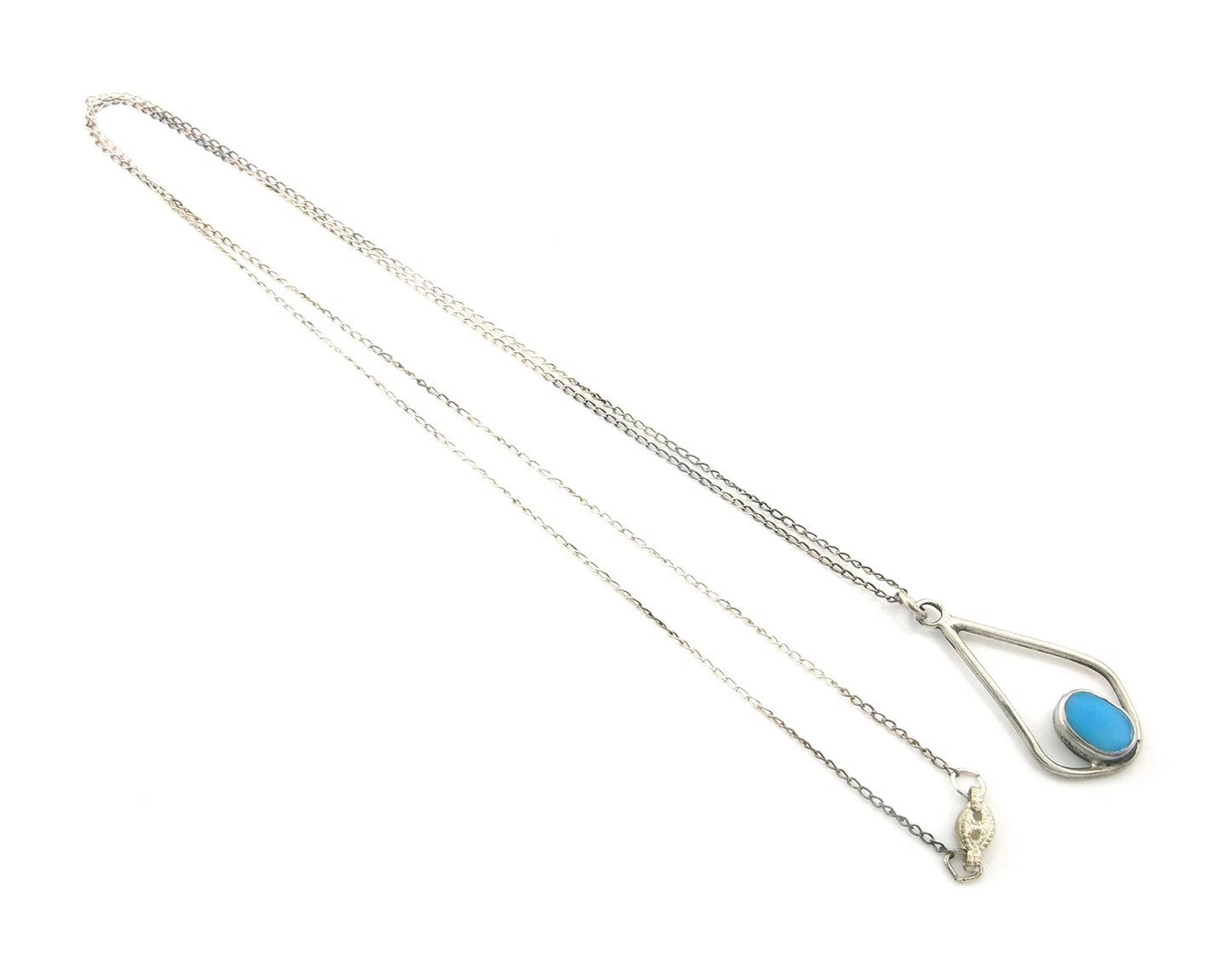 Navajo Necklace Sterling Silver Natural Blue Turquoise Vintage