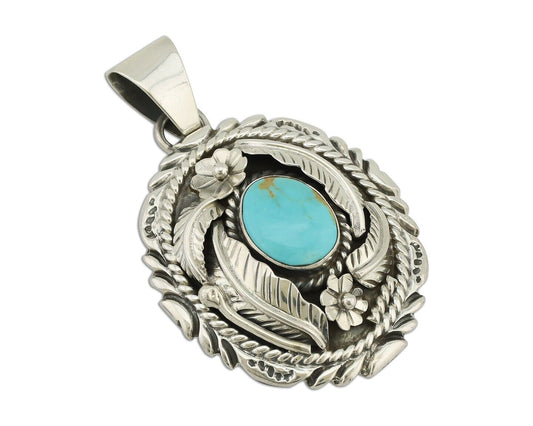 Navajo Pendant 925 Silver Blue Turquoise Native American Artist C.80's