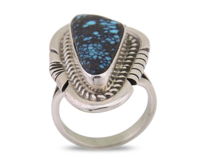 Navajo Ring 925 Silver Spiderweb Turquoise Signed Jon McCray C.80's