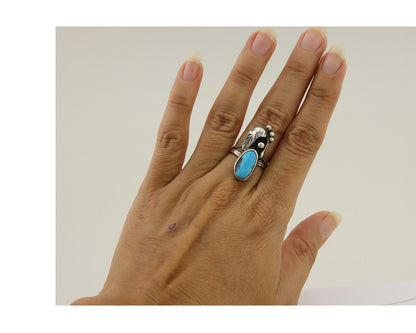 Navajo Handmade Ring 925 Silver Turquoise Native American Artist C.80's