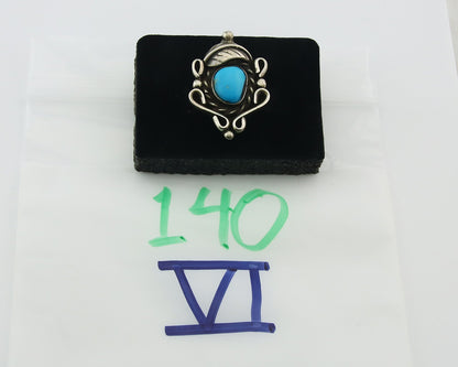 Traditional Navajo Ring Sterling Silver Authentic Turquoise Signed JM Size 6.75