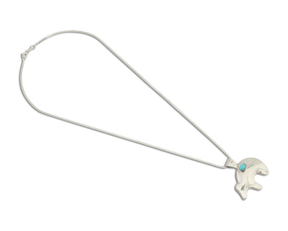 Navajo Spirit Bear Necklace Pendant 925 Sterling Silver Signed C C.80's