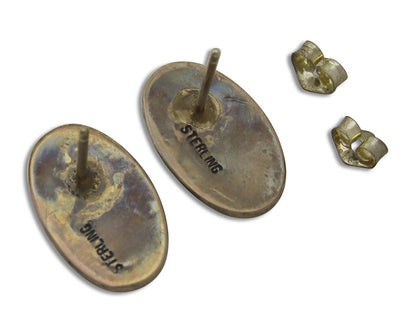 Navajo Earrings 925 Silver Natural Turquoise Native Artist C.80's