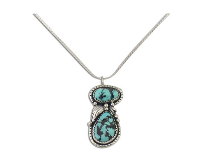 Navajo Necklace 925 Silver Natural Turquoise Signed Tom Willeto C.80s