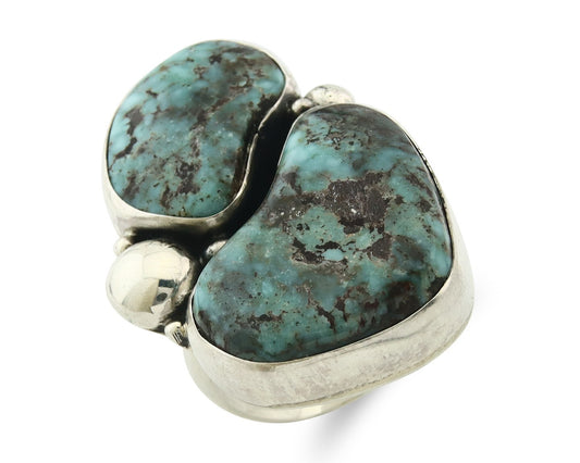 Vintage Navajo Ring 925 Sterling Silver Turquoise Signed David Zachary Size 8.25