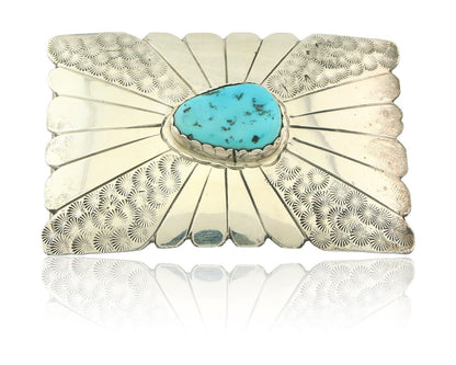Vintage Navajo Belt Buckle 925 Silver Natural Turquoise Native Artist