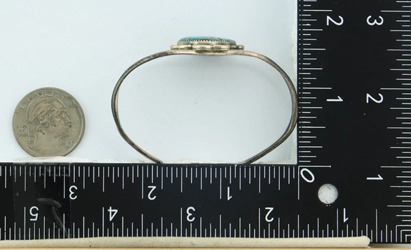 Navajo Cuff Bracelet Sterling Silver Turquoise Handmade Vintage Native Artist