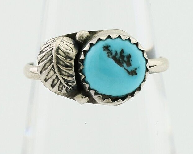 Navajo Ring 925 Silver Sleeping Beauty Turquoise Native American Artist C.80's