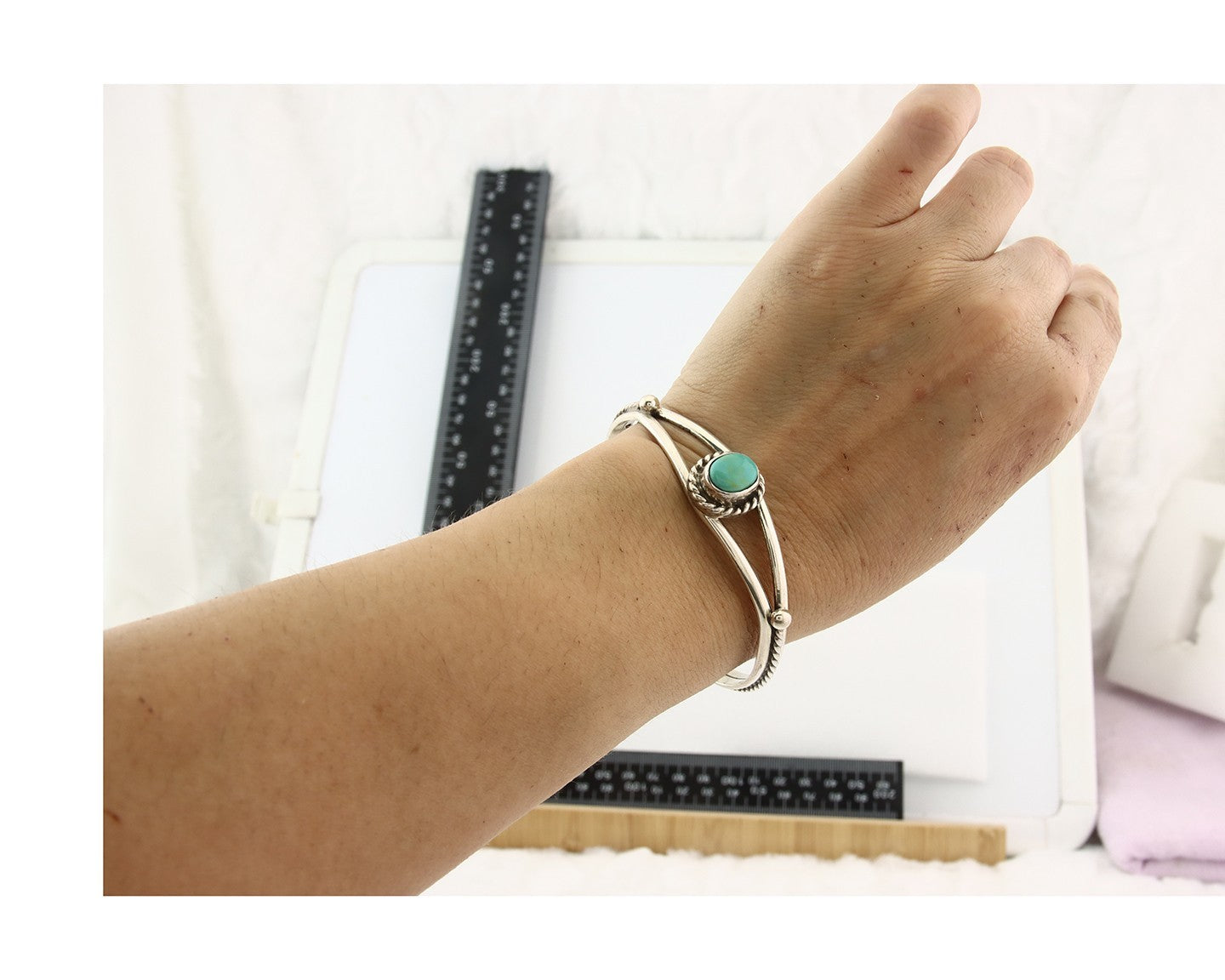 Vintage Navajo Bracelet 925 Silver Turquoise Tranditional Handmade Signed Gecko