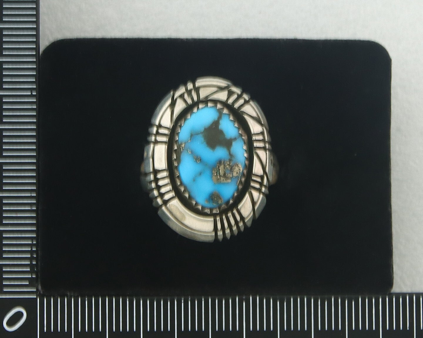 Vintage Navajo Ring 925 Sterling Authentic Traditional Turquoise Size 8.75