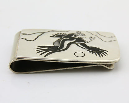 Navajo Eagle Money Clip .925 Silver & .999 Nickle Native American Artist C.80's