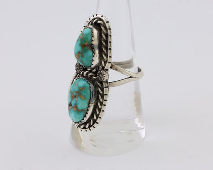 Navajo Ring 925 Silver Natural Spiderweb Turquoise Signed Tom Willeto C.80's