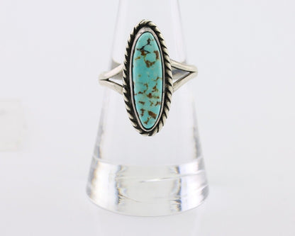 Navajo Handmade Ring 925 Silver Kingman Turquoise Size 8.0 C.80's