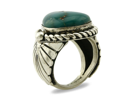 Navajo Ring .925 SOLID Silver Blue Gem Turquoise Signed Doug Zachary C.80's
