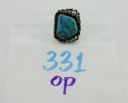 Navajo Ring .925 Silver Natural Turquoise Artist Signed Zachary C.80's