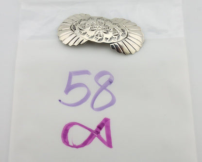 Women's Navajo Hair Clip Hand Stamped 925 Silver Artist Signed C Montoya C.80's