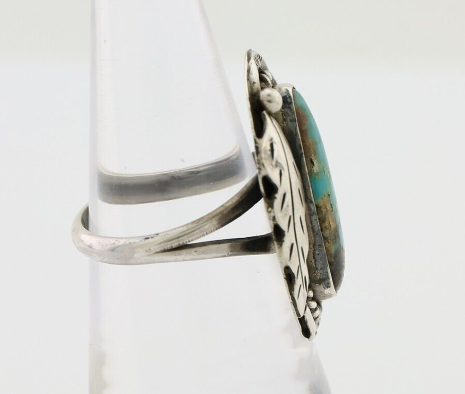 Navajo Handmade Ring 925 Silver Natural Turquoise Signed Jason Livingston C.80's