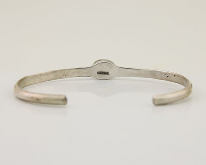 Navajo Hand Stamped Cuff Bracelet Turquoise 925 Silver Native American Artist