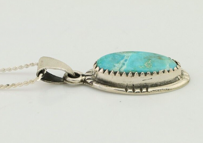 Navajo Necklace 925 Silver Kingman Turquoise Native American Artist C.90s