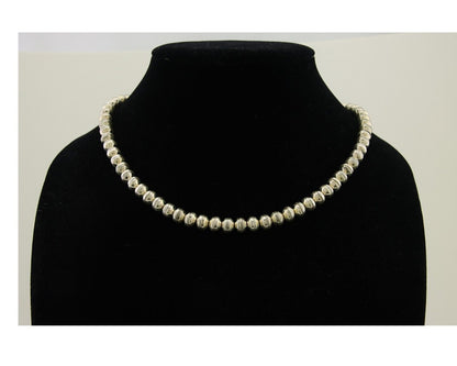 Navajo Bead Necklace 925 Silver Turquoise Native American Artist C.80's