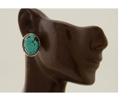 Navajo Earrings 925 Silver Natural Blue Native American Artist C.80's