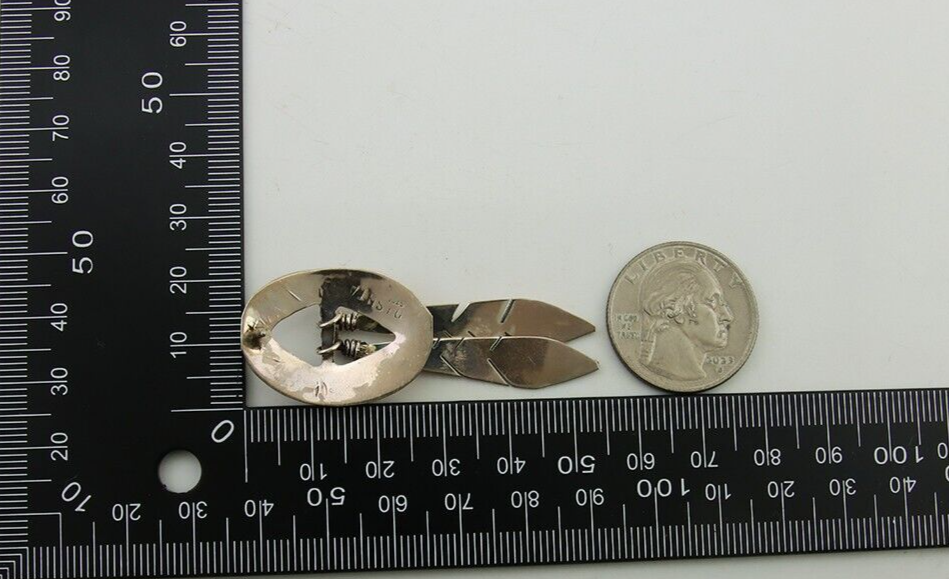 Navajo Feather Earrings 925 Silver Dangle Artist Signed DISHTA C.80's