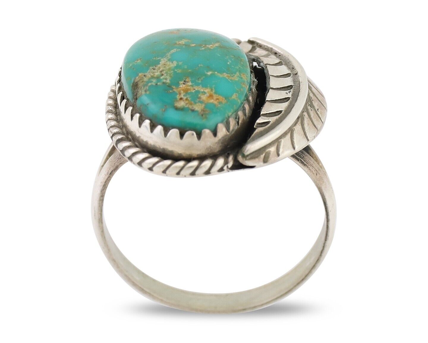 Navajo Handmade Ring 925 Silver Natural Turquoise Native American Artist C.80's
