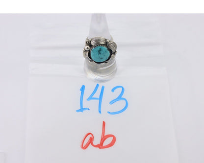 Navajo Ring 925 Silver Natural Blue Turquoise Native Artist Signed PB C.80's