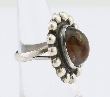 Navajo Handmade Ring 925 Silver Natural Fire Opal Native Artist Size 5.5 C.80's