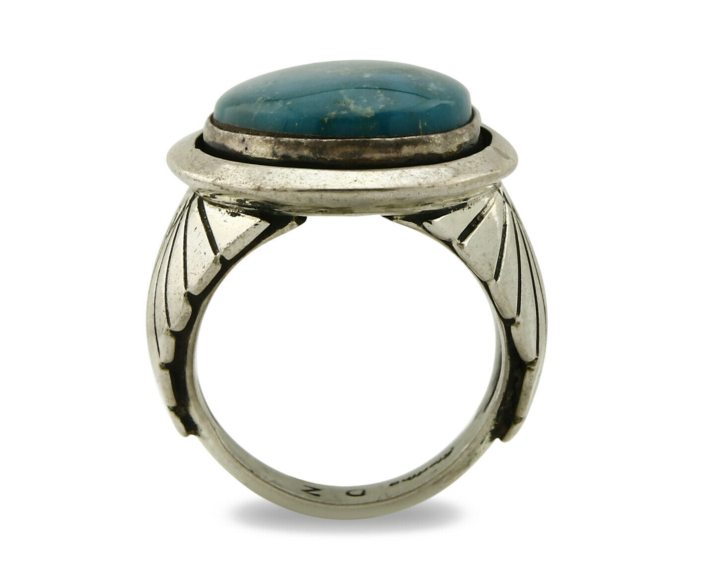 Navajo Ring .925 SOLID Silver Blue Gem Turquoise Signed Doug Zachary C.80's