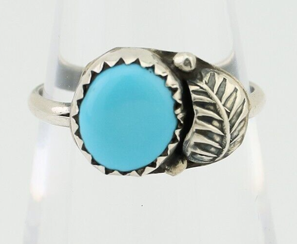 Navajo Ring 925 Silver Sleeping Beauty Turquoise Native American Artist C.80's