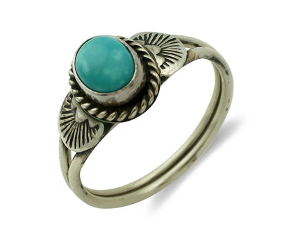 Navajo Ring 925 Silver Natural Blue Turquoise Native Artist C.80's