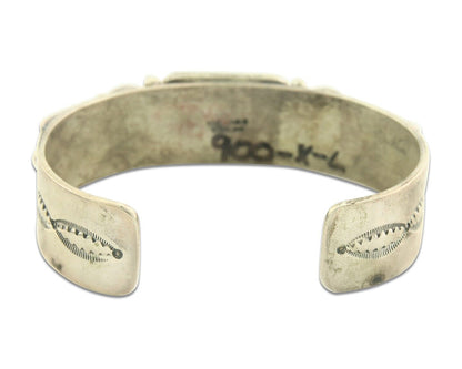 Men Navajo Bracelet 925 Silver Turquoise Cuff Signed ROIE JAQUE C.80's