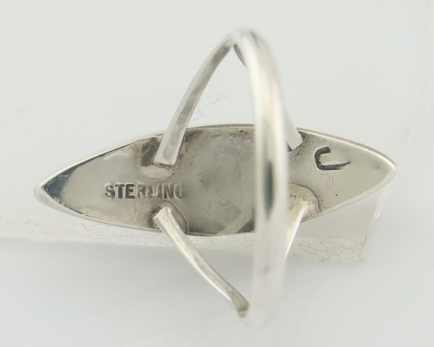 Vintage Navajo Ring 925 Sterling MOP & Turqouiuse Signed J Size 7.5