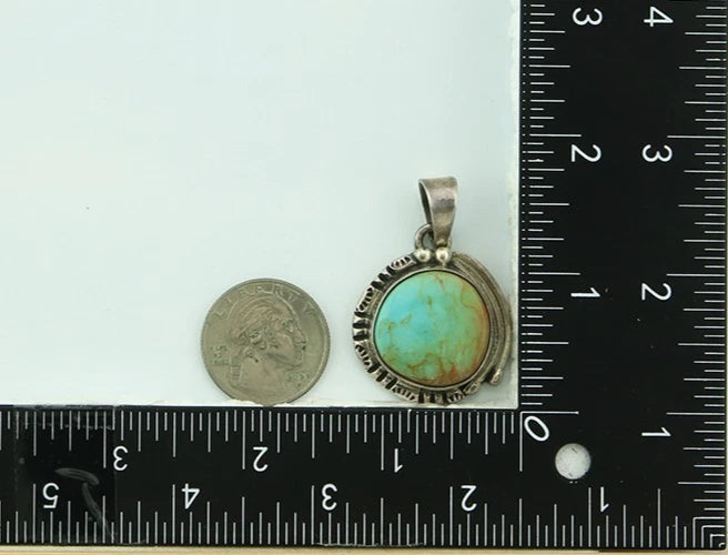 Navajo Pendant 925 Sterling Silver Natural Turquoise Vintage Artist Signed Gecko