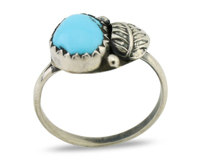 Navajo Ring 925 Silver Sleeping Beauty Turquoise Native American Artist C.80's