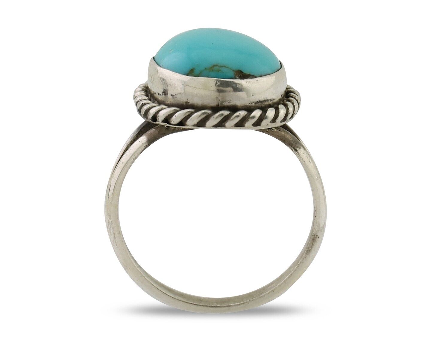 Navajo Ring 925 Silver Natural Blue Turquoise Native American Artist C.80's