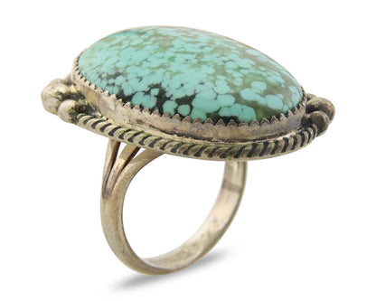 Navajo Ring 925 Sterling Natural Blue Turquoise Native Artist C.80's Size 8.75