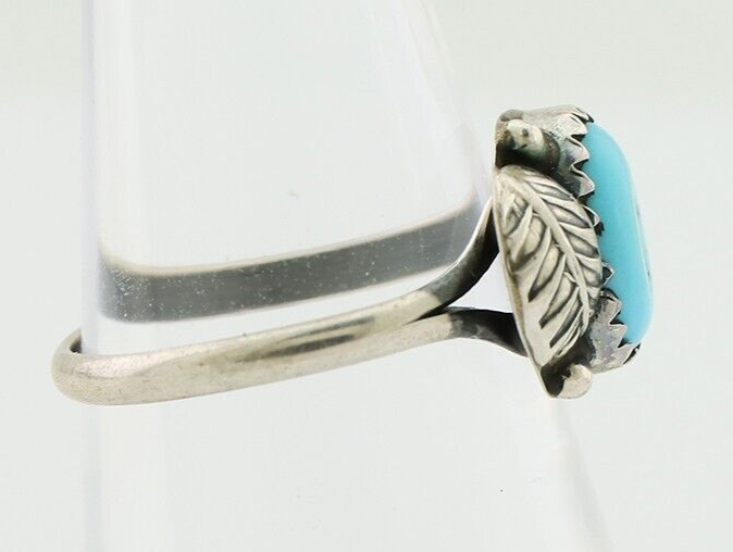 Navajo Ring 925 Silver Sleeping Beauty Turquoise Native American Artist C.80's