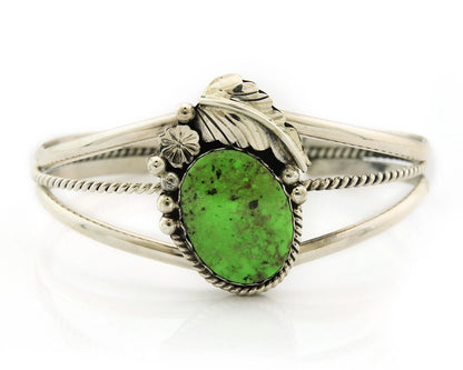 Navajo Cuff Bracelet Sterling Silver Green Turquoise Vintage