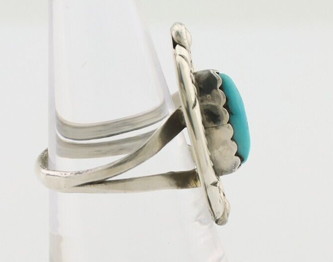 Navajo Ring 925 Silver Sleeping Beauty Turquoise Signed V & N EDSITTY C.80's