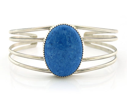 Navajo Cuff Bracelet Sterling Silver Natural Denim Lapis Vintage Handmade