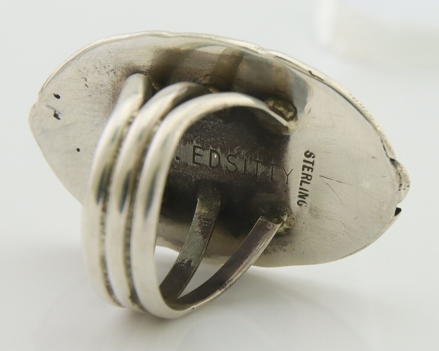 Navajo Ring 925 Silver Black Onyx Artist Signed V & N Edsitty C.80's